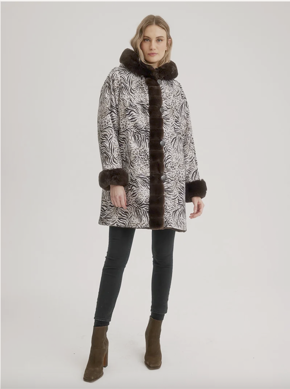 Nikki Jones Into the Wild Hooded Reversible Faux Fur Coat